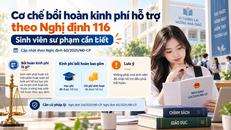 Cơ chế bồi hoàn kinh phí hỗ trợ theo Nghị định 116: Sinh viên sư phạm cần biết