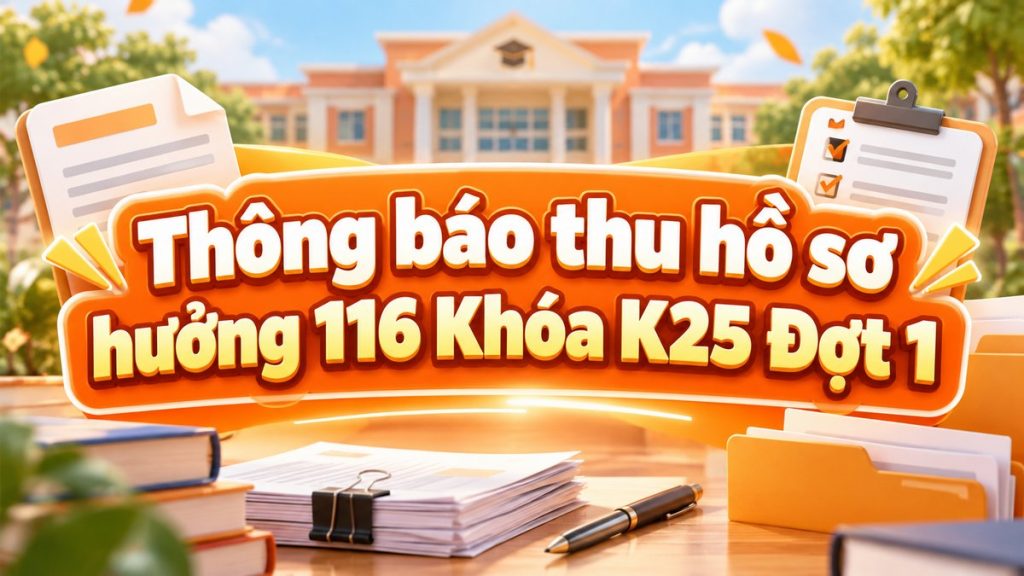 Thông báo thu hồ sơ hưởng 116 Khóa K25 Đợt 1